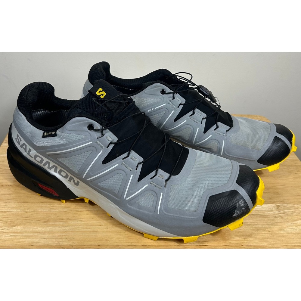 Salomon Speedcross 5 GTX Shoes Men 14 Gray Yellow Trail Running GORETEX Sneakers